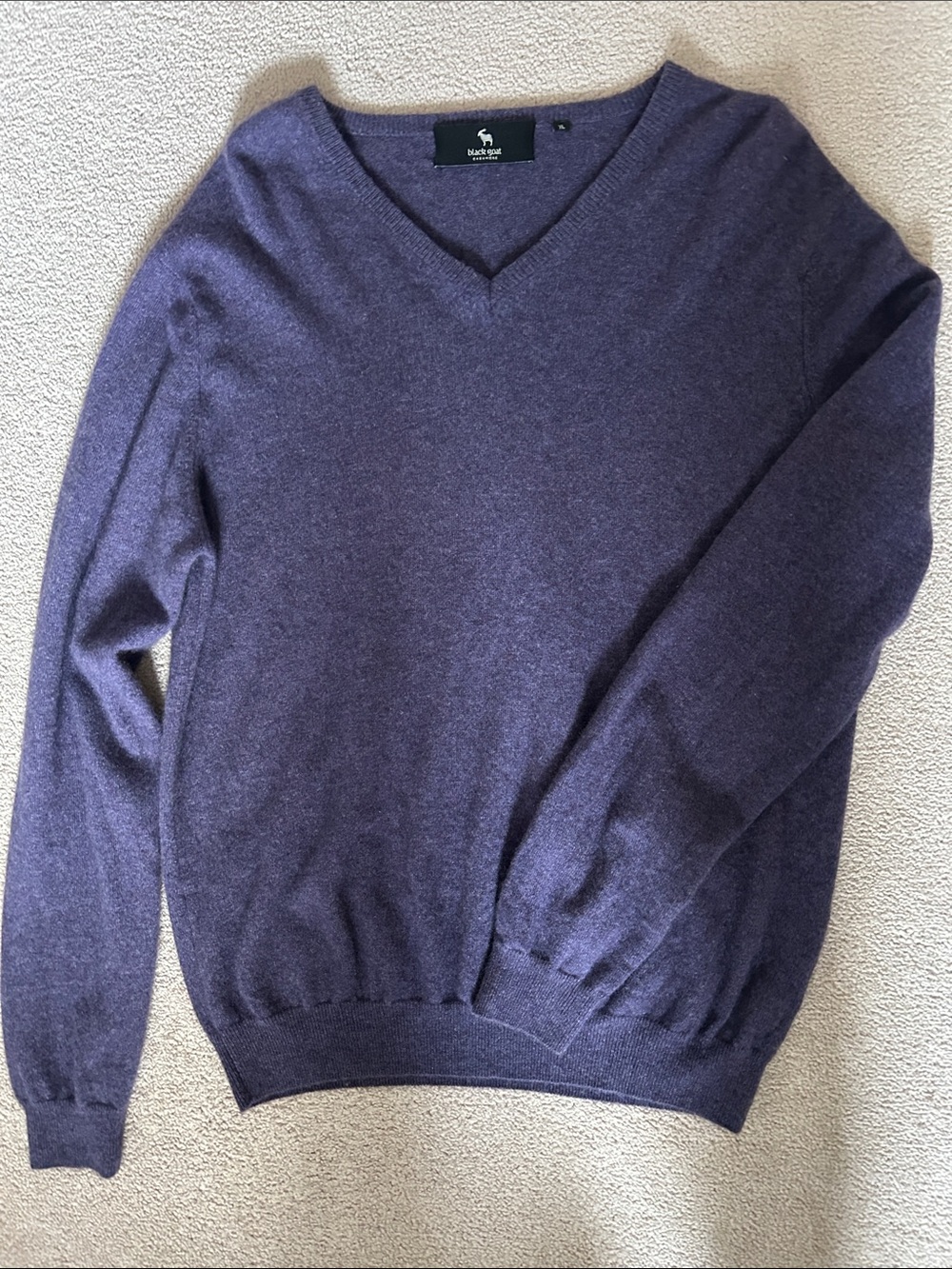 Black goat Men's V-Neck Cashmere-Blend Sweater in Plum